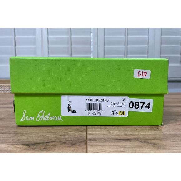 Sam Edelman Yanelli Embellished Ankle Strap Sandals Black Silk Size 8.5 NIB - Picture 11 of 12